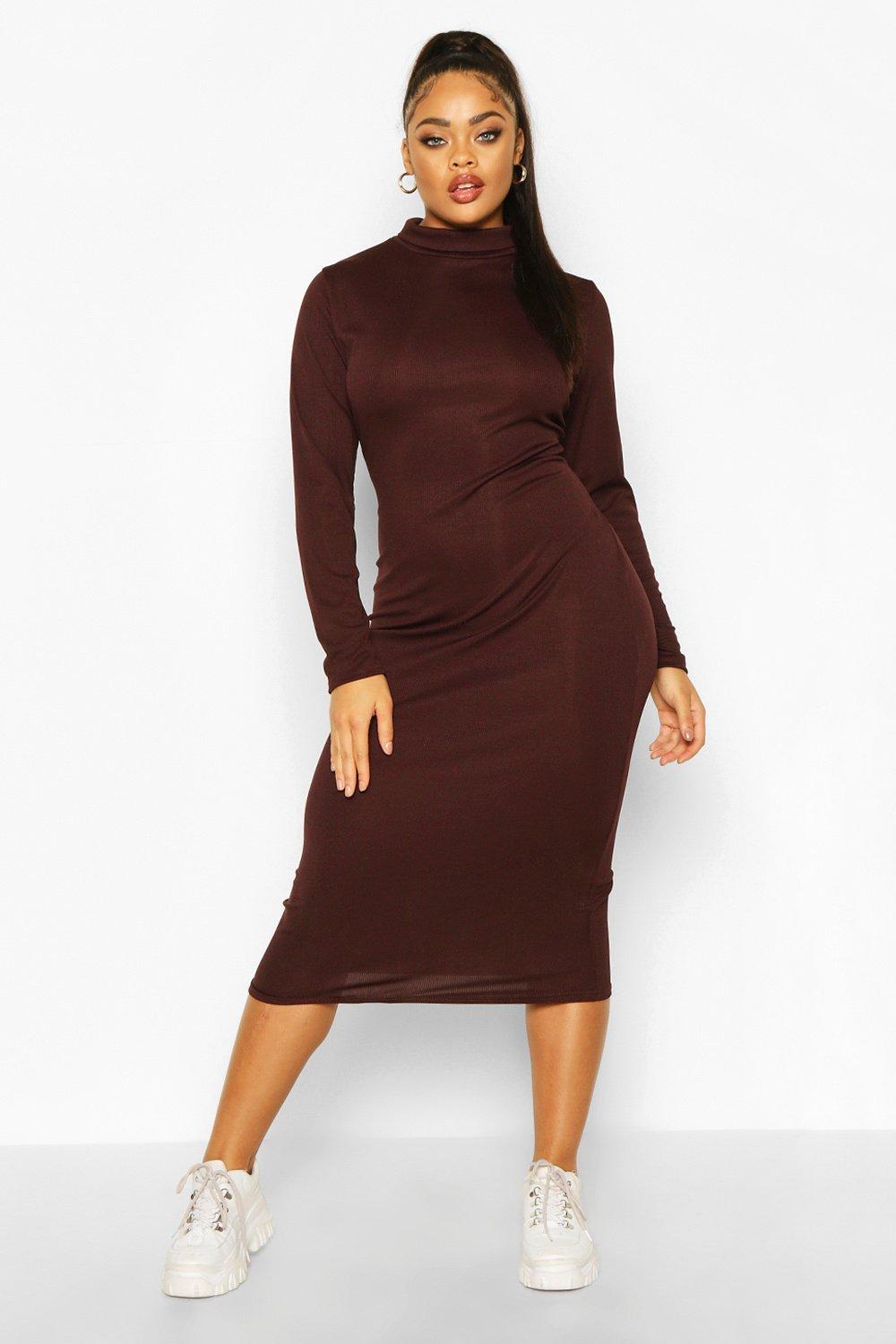 boohoo black plus size dress