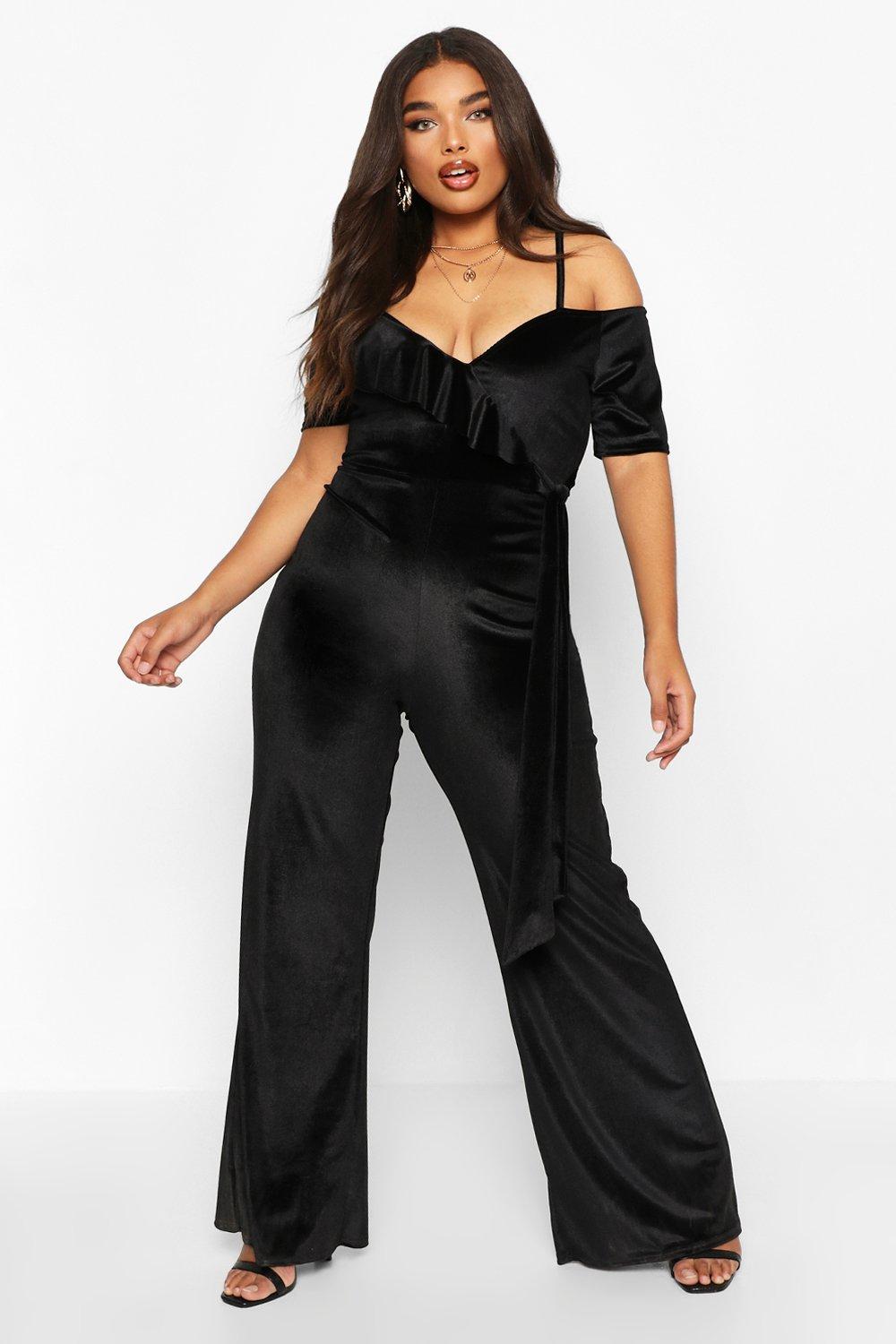 boohoo velvet jumpsuit