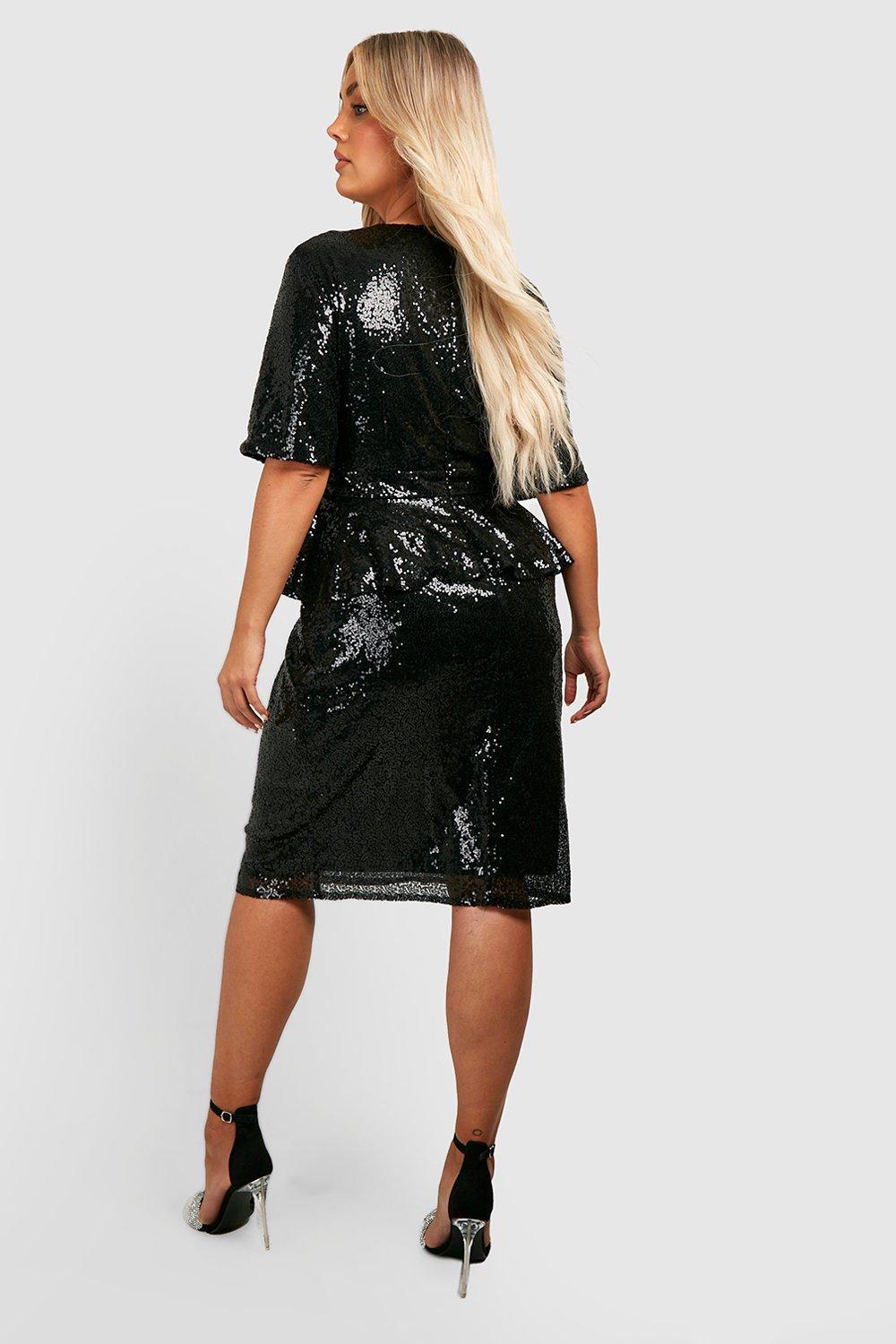 Boohoo plus sequin clearance dress