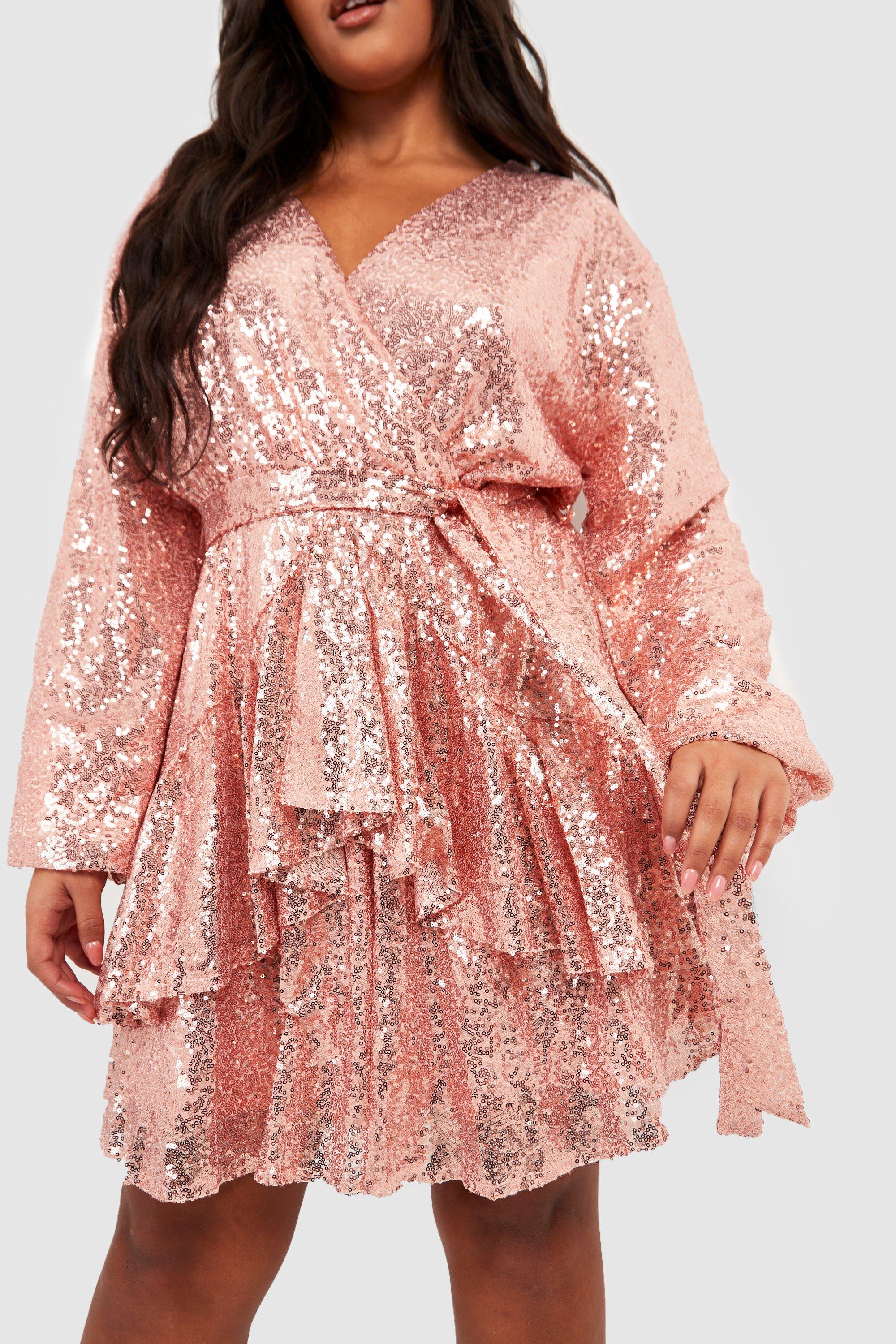 rose gold sequin skater dress