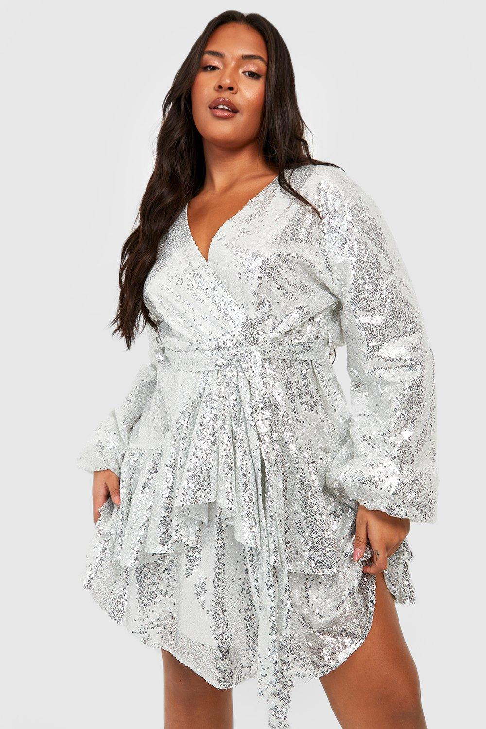 boohoo plus size sequin dress