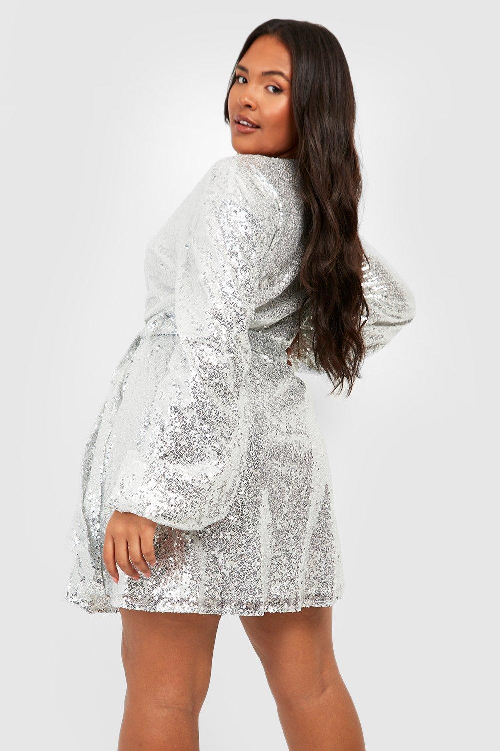 Grande taille Robe patineuse volantee a decollete plongeant