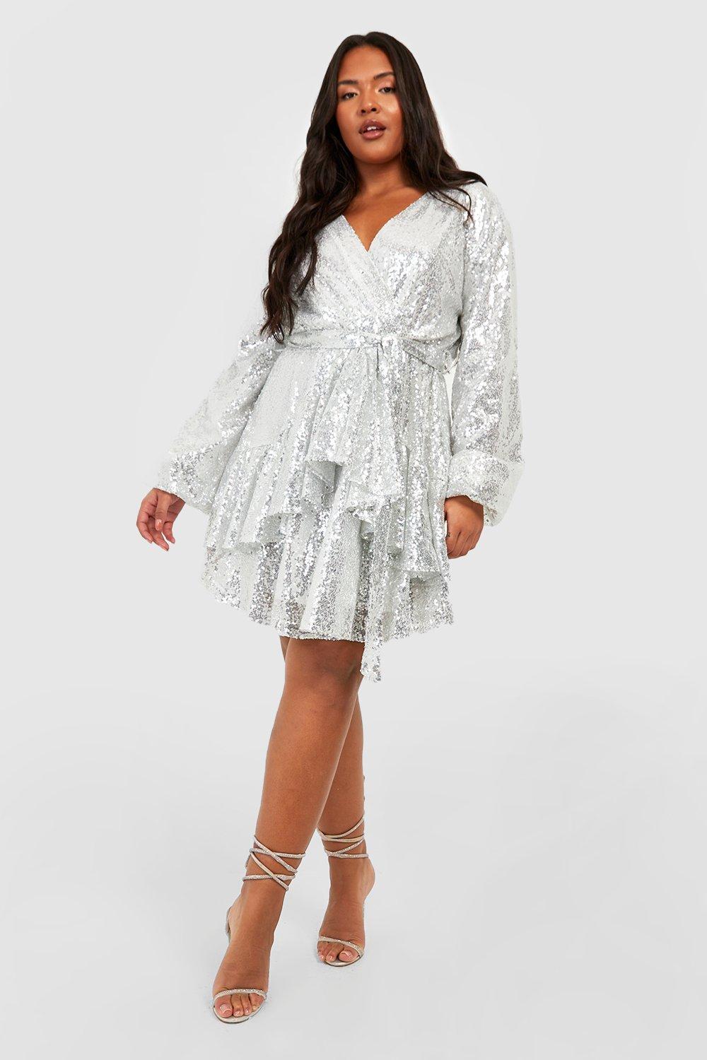 silver sequin skater dress