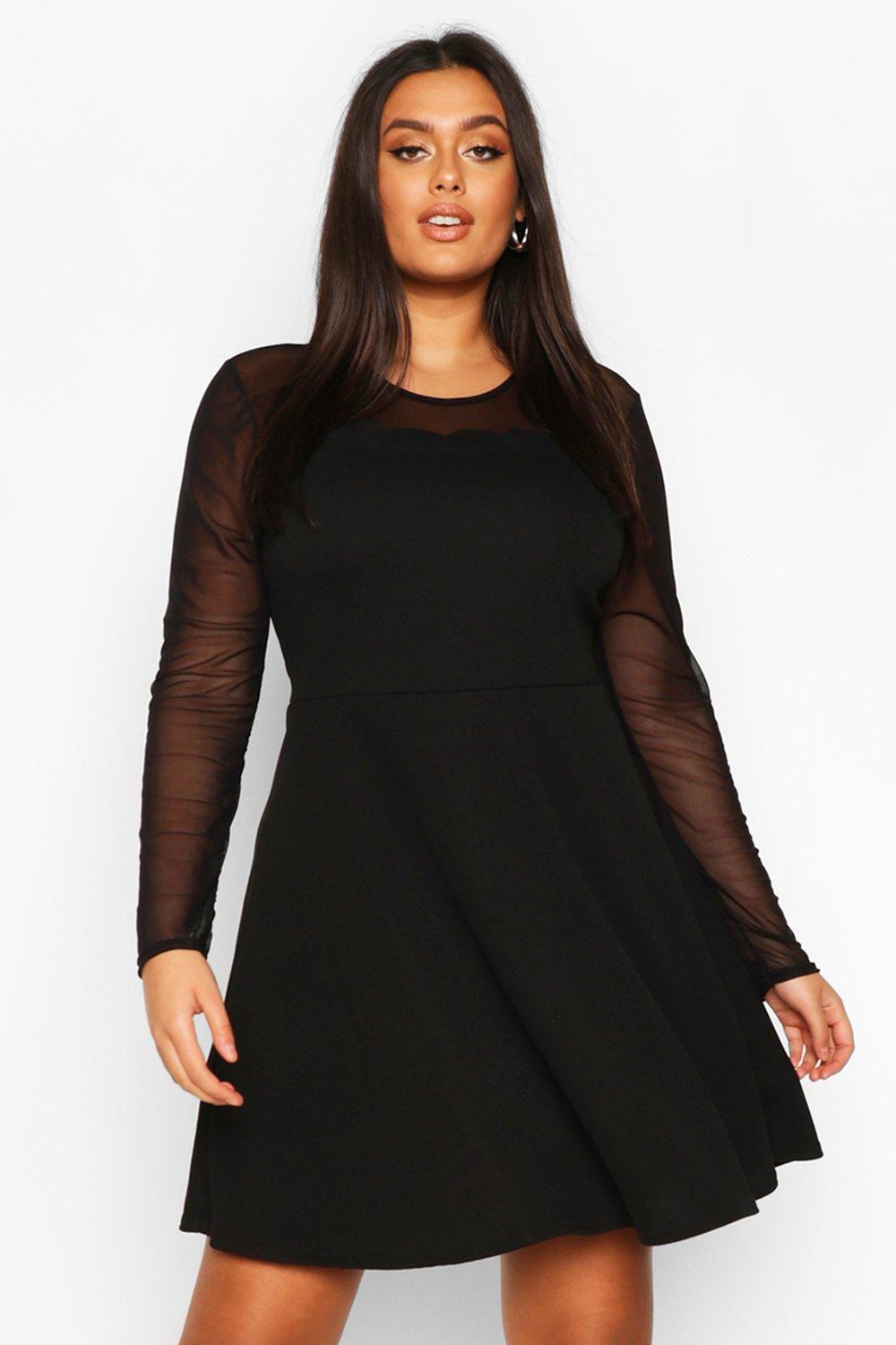 Boohoo scallop 2024 skater dress