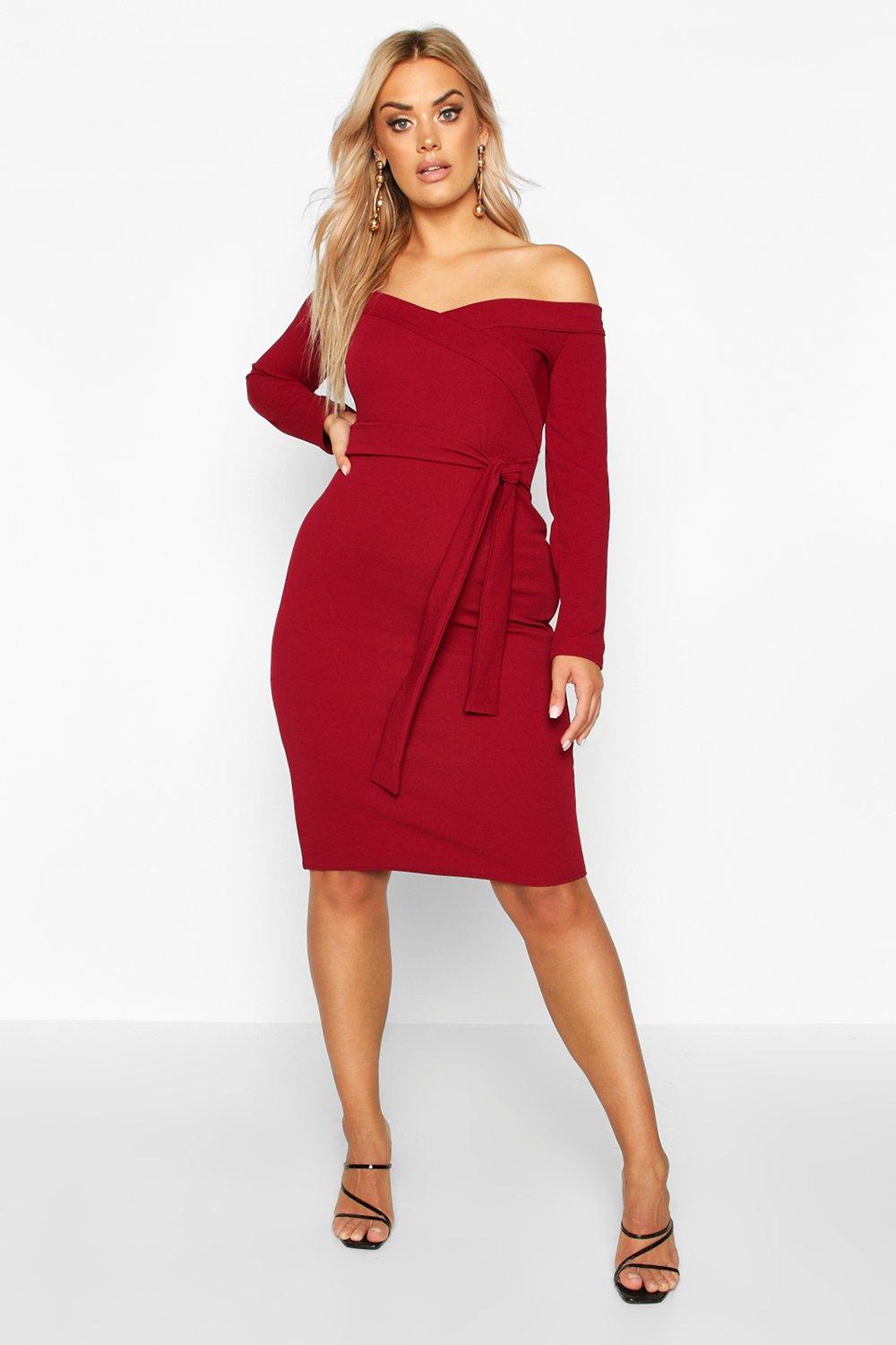 boohoo wine dress