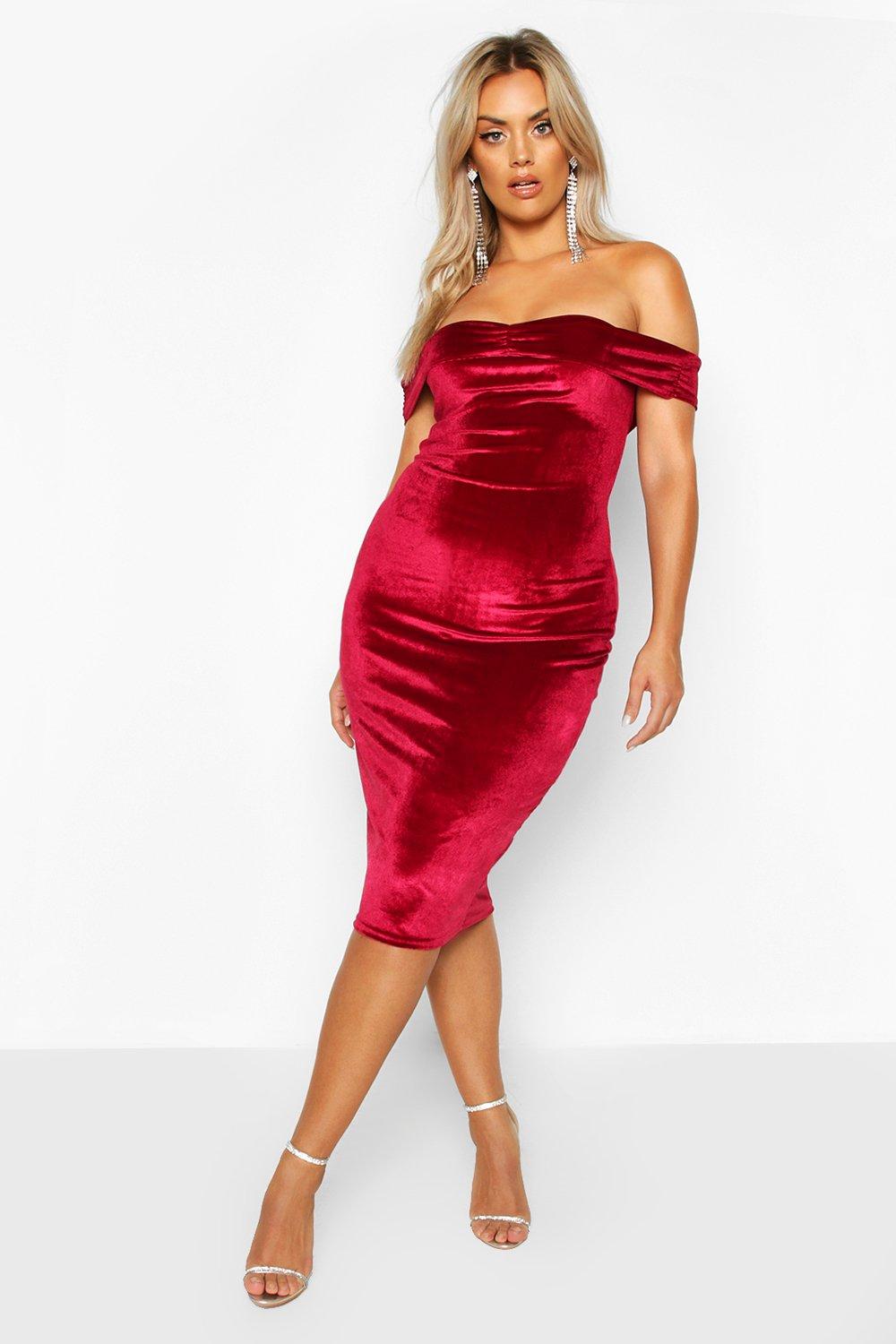 boohoo velvet midi dress