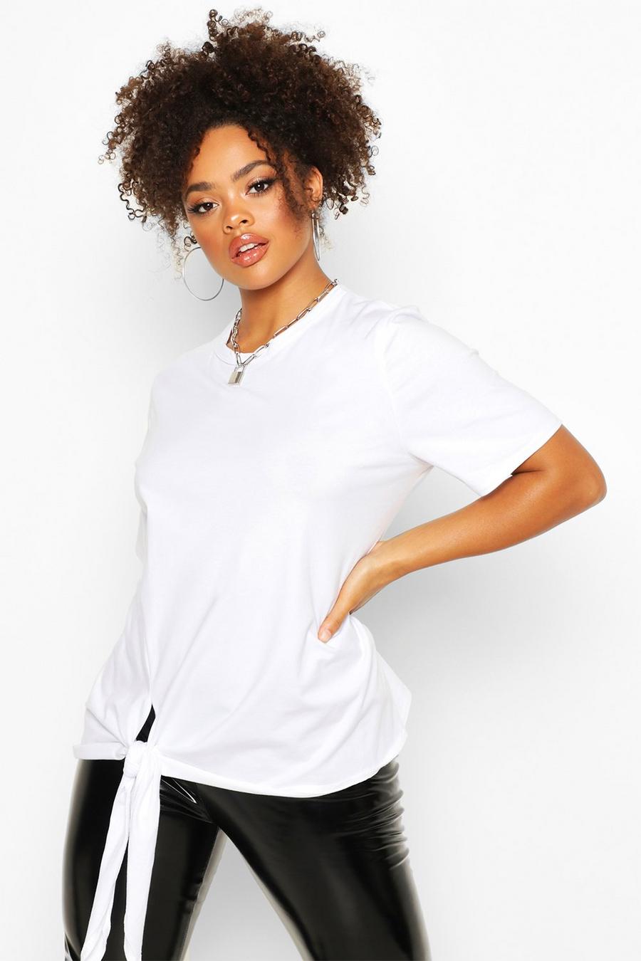 Plus Cotton Tie Side Oversized T-Shirt image number 1