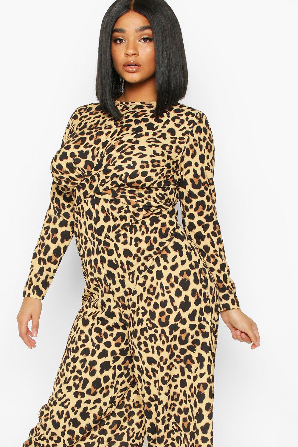 Boohoo store leopard jumpsuit