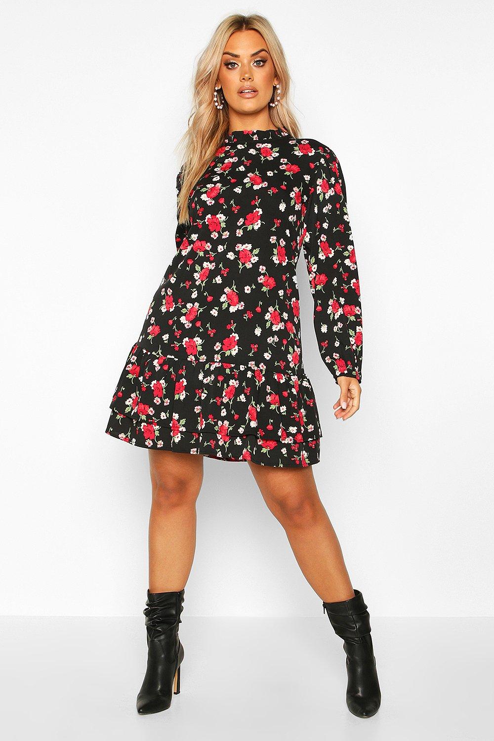 high neck smock dress