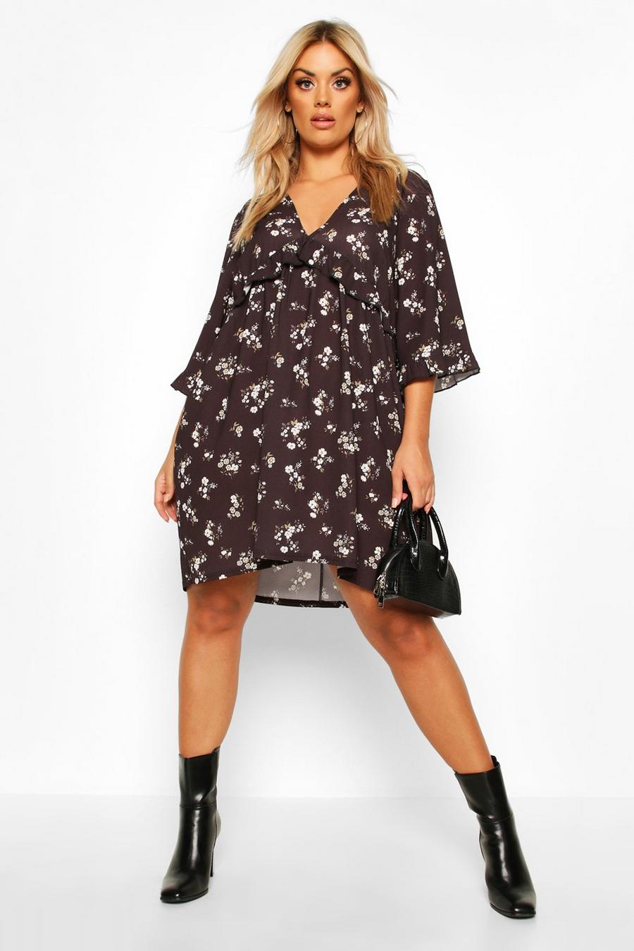 Plus Floral Ditsy Ruffle Shift Dress image number 1