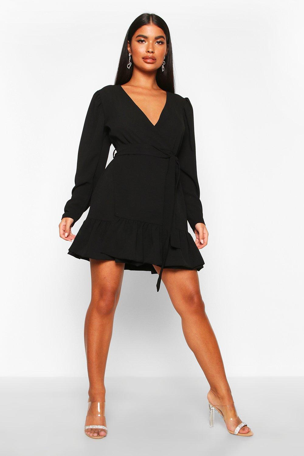 boohoo black ruffle dress