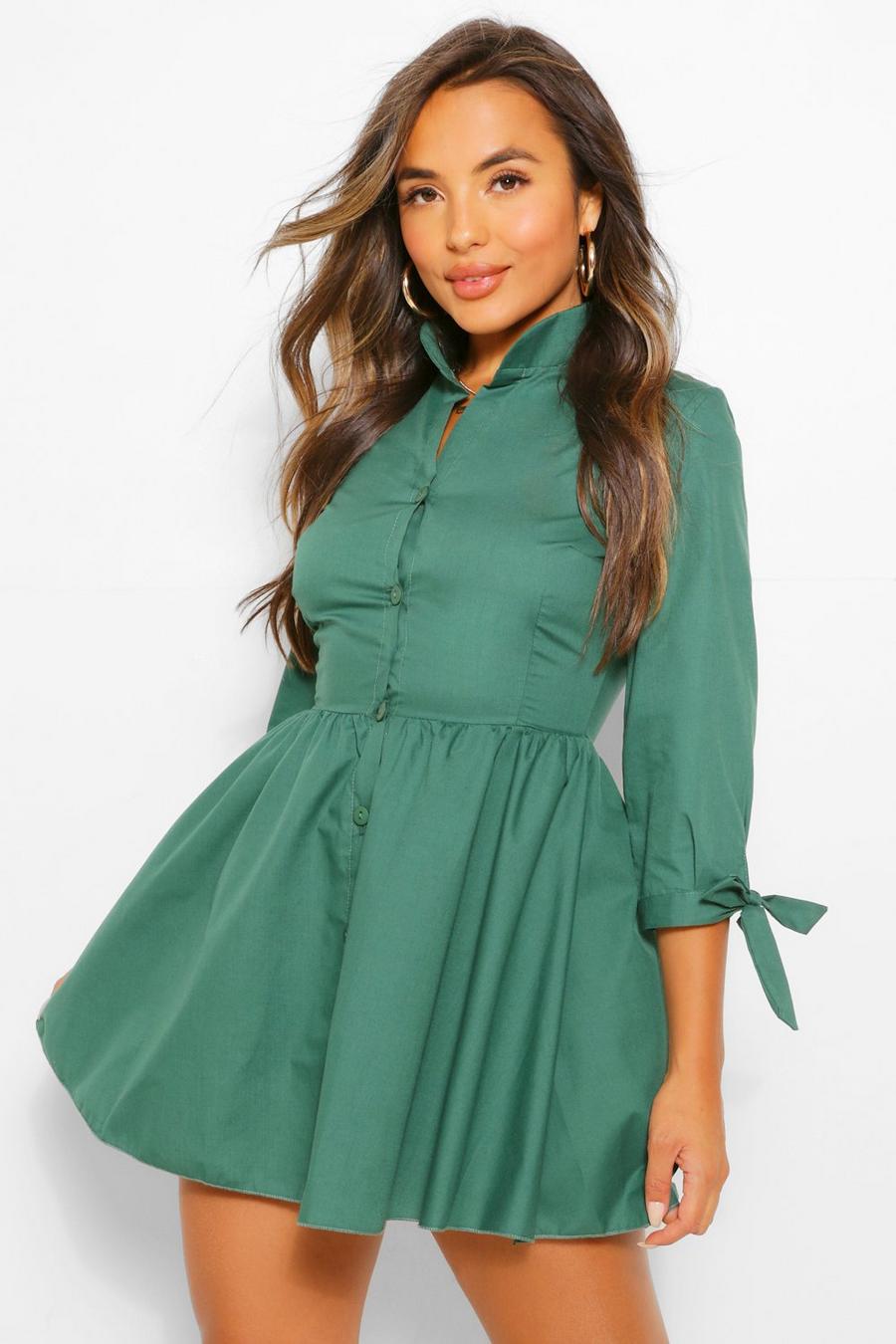 Olive Petite Button Through Smock Dress image number 1