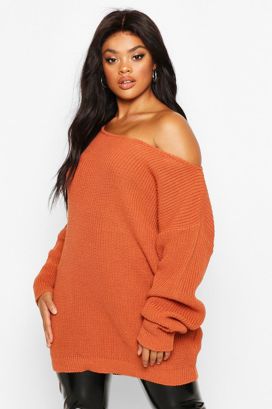 Toffee Plus Boat Neck Longline Sweater image number 1