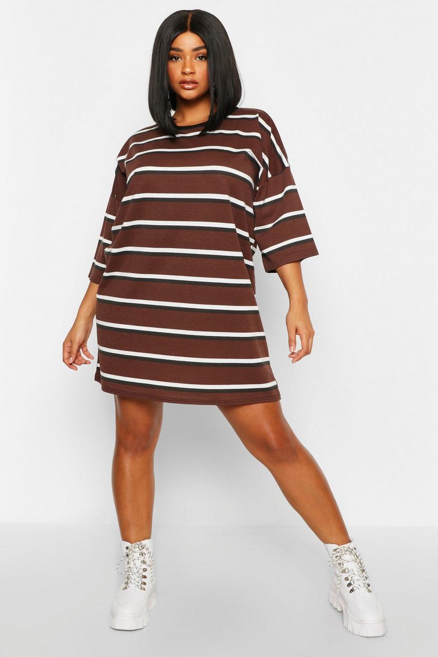 Plus Striped Ringer T-Shirt Dress image number 1