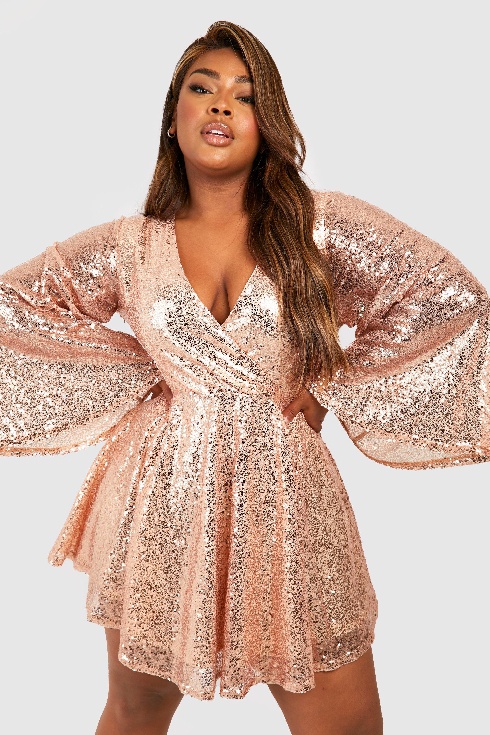 Boohoo rose cheap gold dress