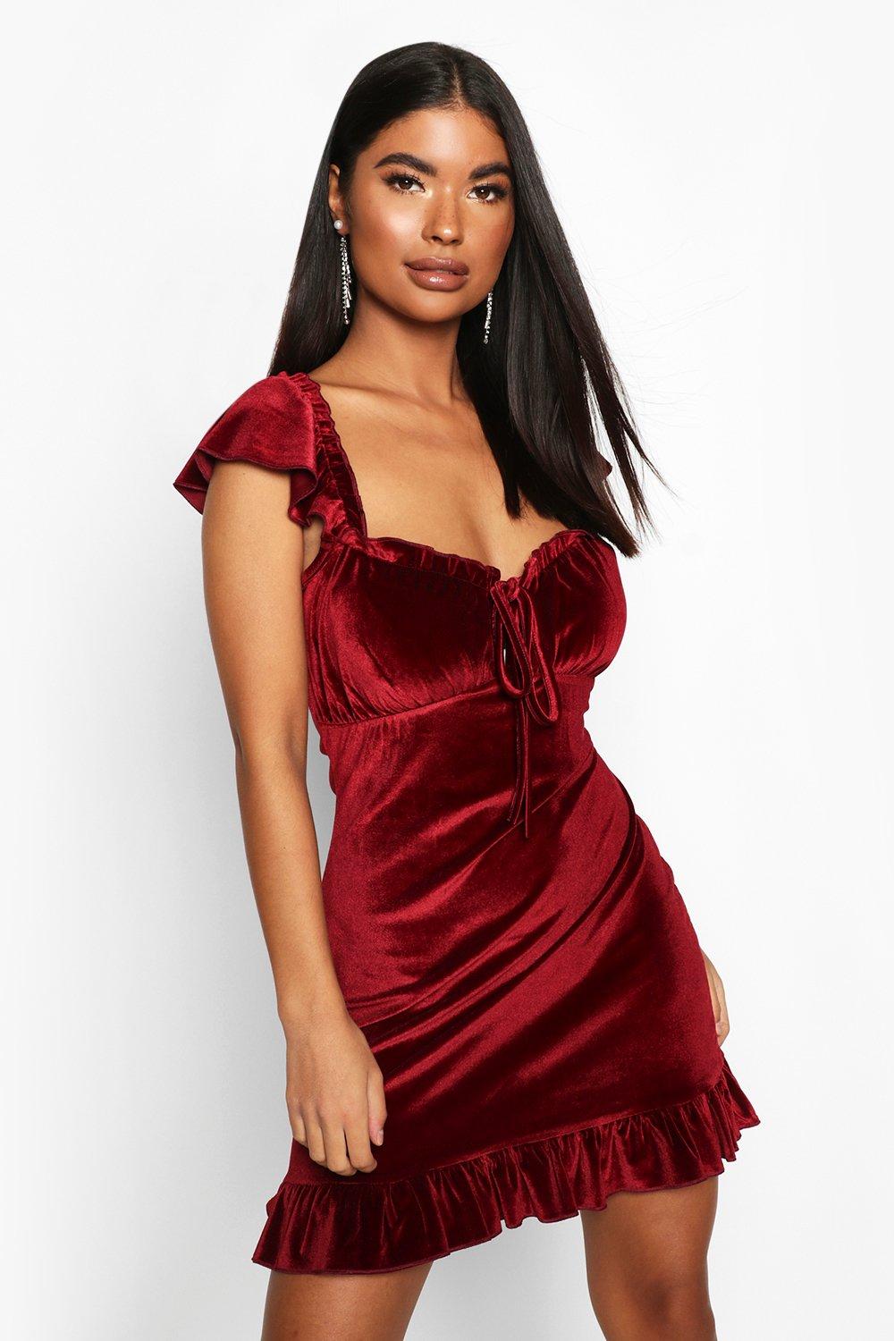 velvet ruffle dress