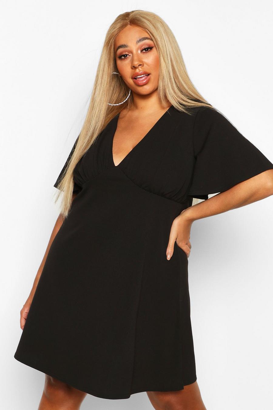 Plus Angel Sleeve Ruched Detail Swing Dress image number 1