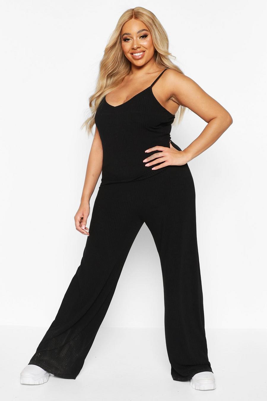 Plus Soft Rib Cami + Wide Leg Pants Two-Piece image number 1