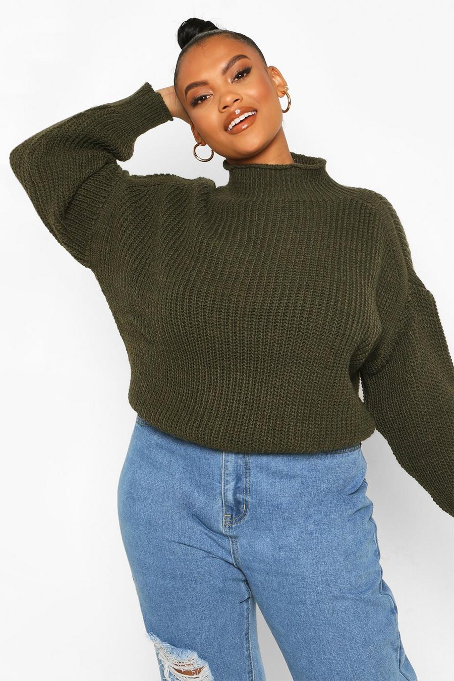 Plus High Neck Cable Sweater image number 1