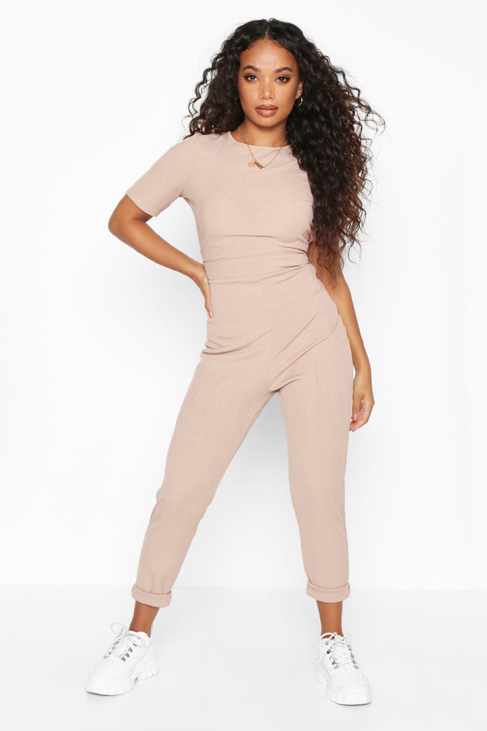 boohoo ribbed jumpsuit