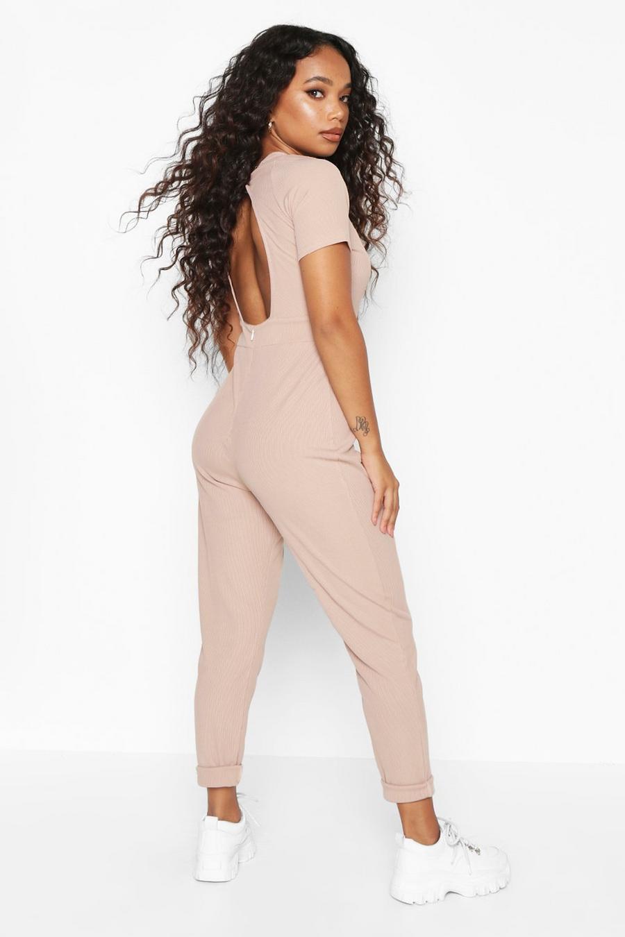 Petite Open Back Ribbed Jumpsuit image number 1