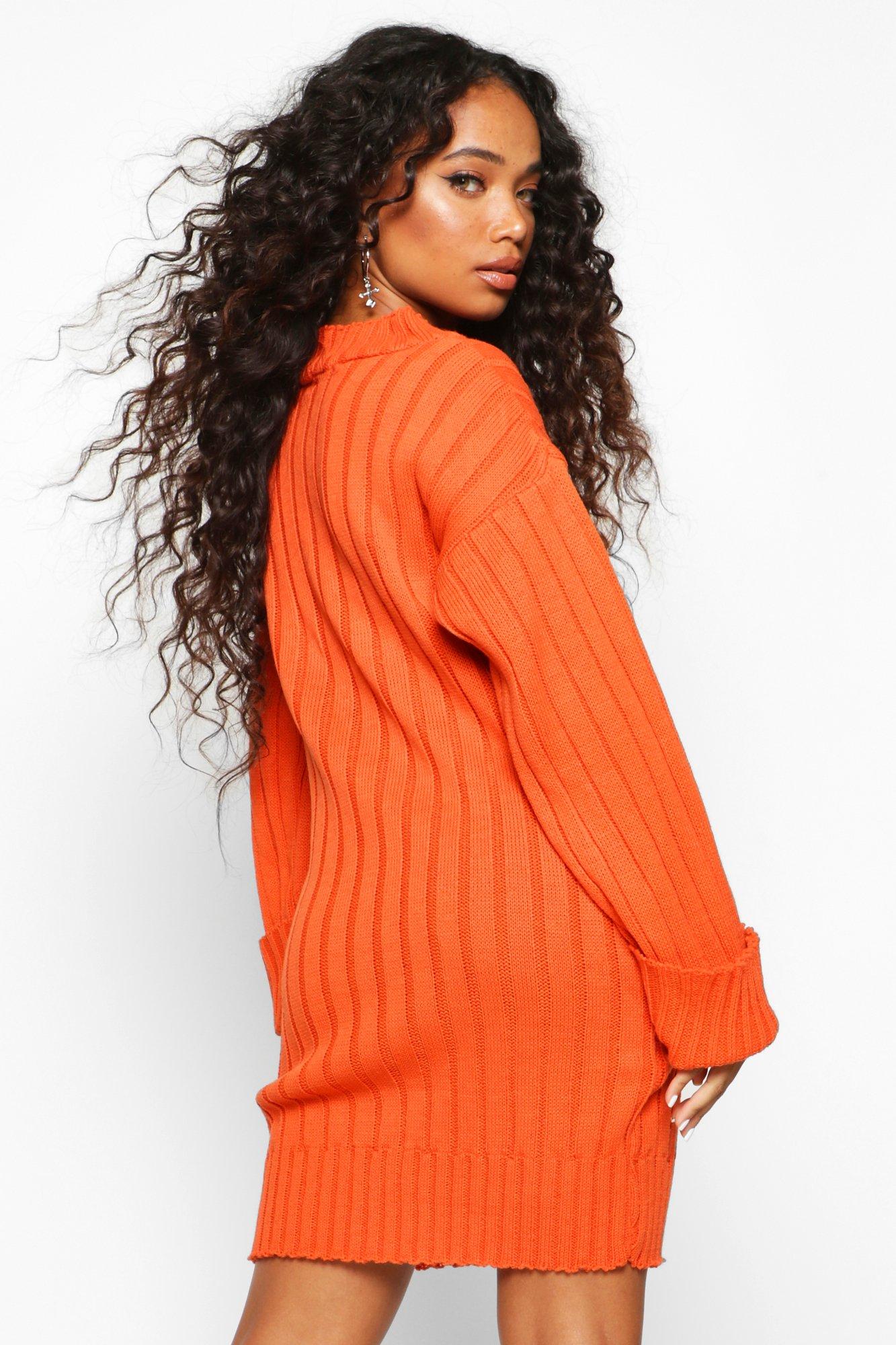 Petite Rib Knit Turtle Neck Sweater Dress