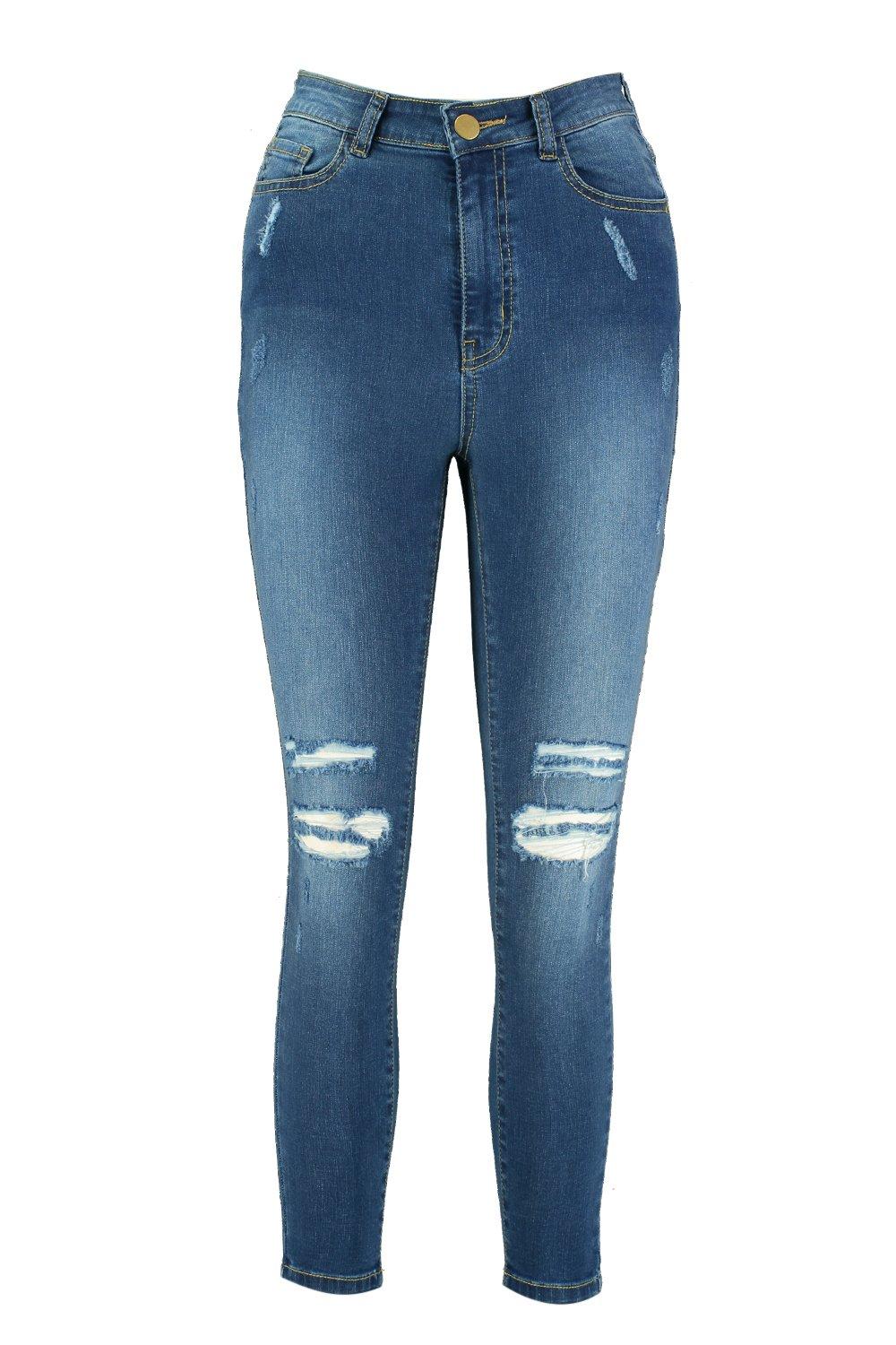 Mid Wash Distressed Skinny Jeans Mid Wash Distressed Skinny Jeans