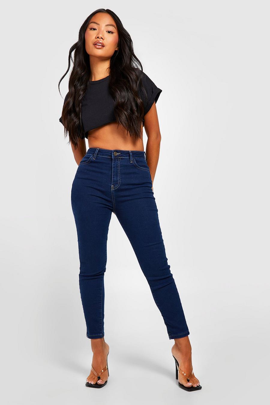 Jeans Petite Skinny Fit modellanti sul retro, Indaco azul