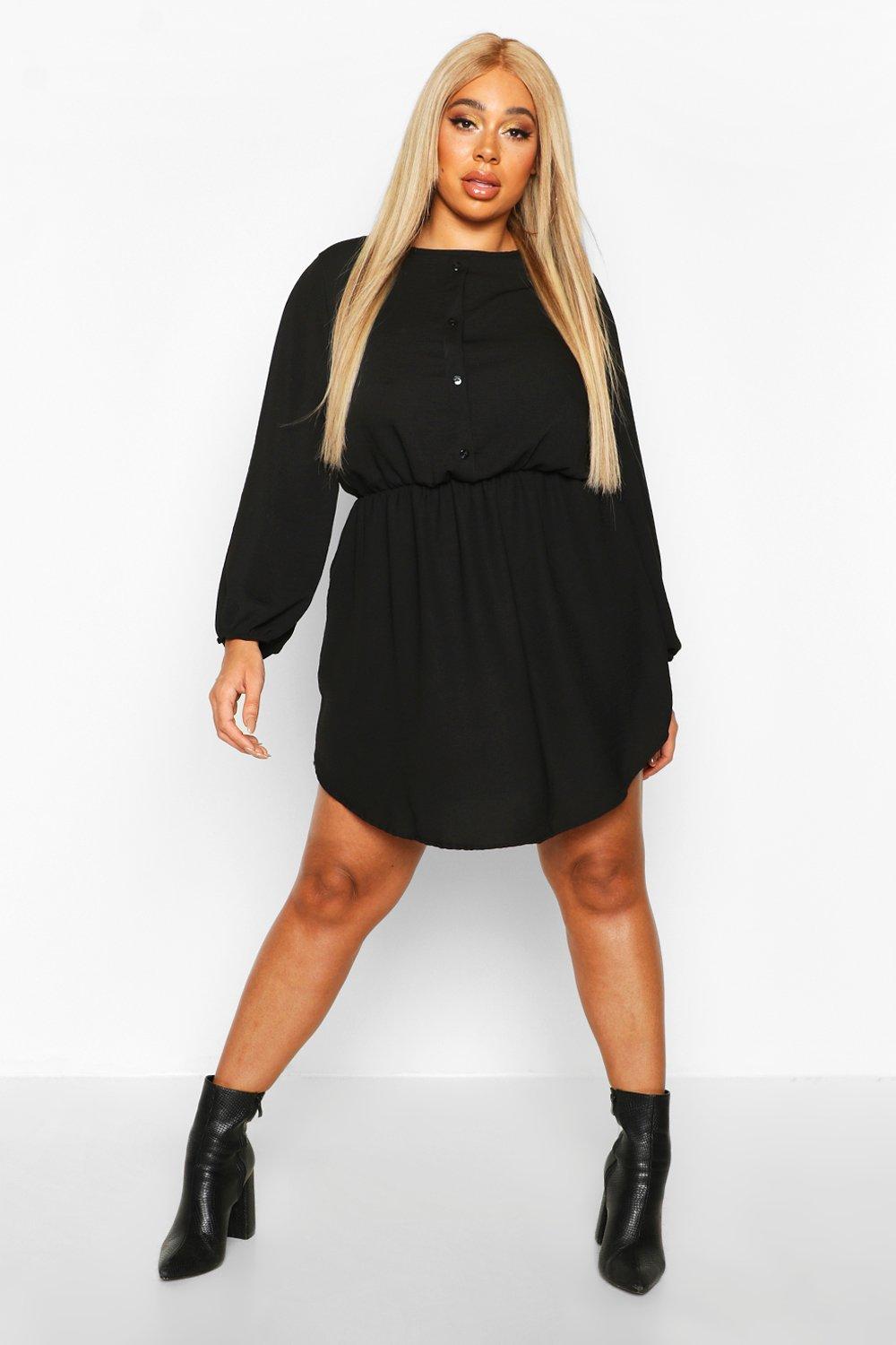 boohoo button down dress