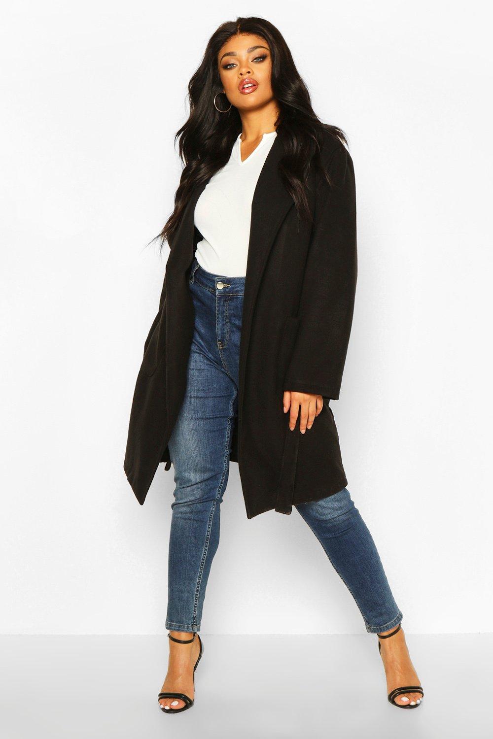 boohoo plus coats