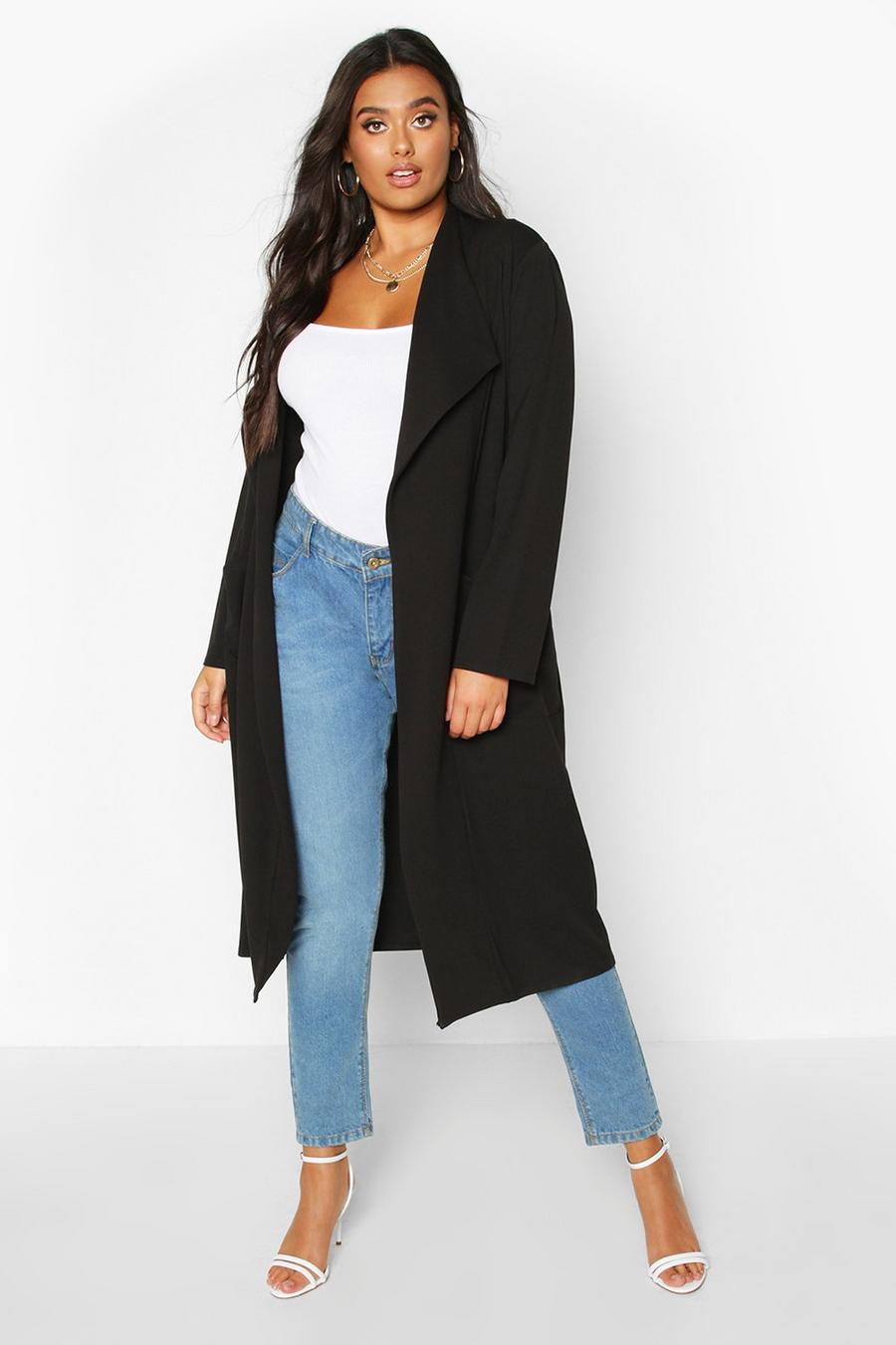 Long manteau épais à poche Plus, Noir image number 1