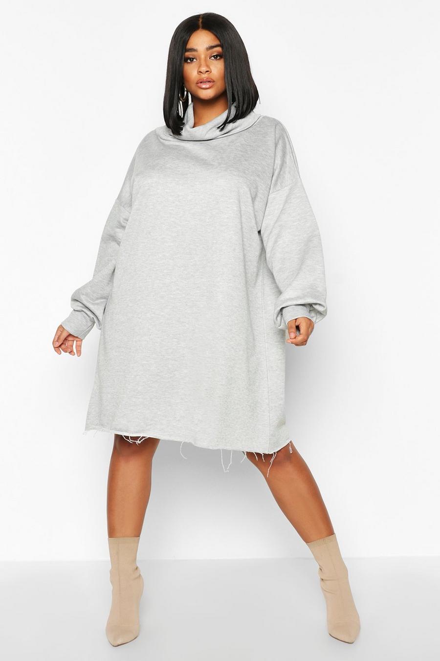 Plus Slouched Roll Neck Oversized Sweat Dress image number 1