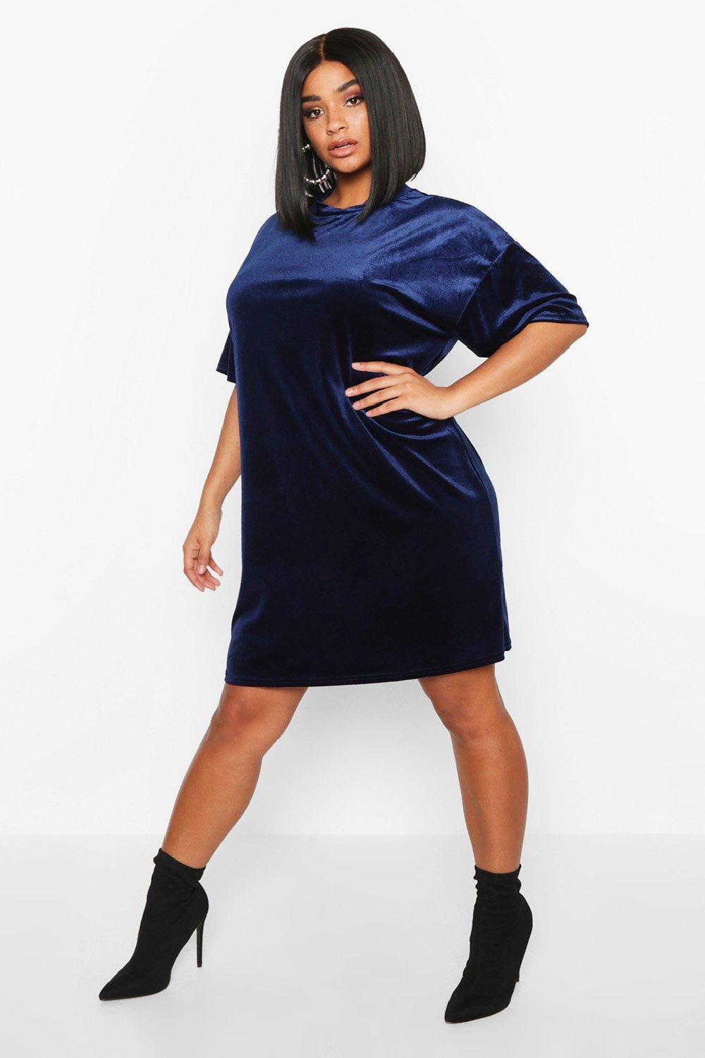 Plus Velvet Oversized T Shirt Dress