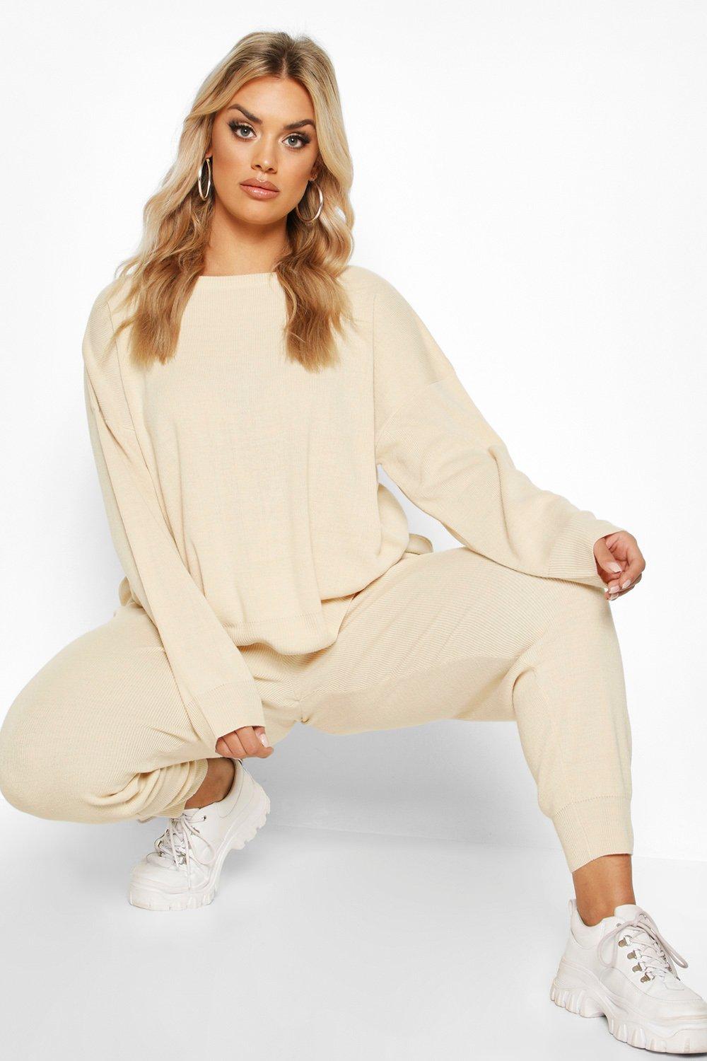 Plus Knitted Jumper & Jogger Set