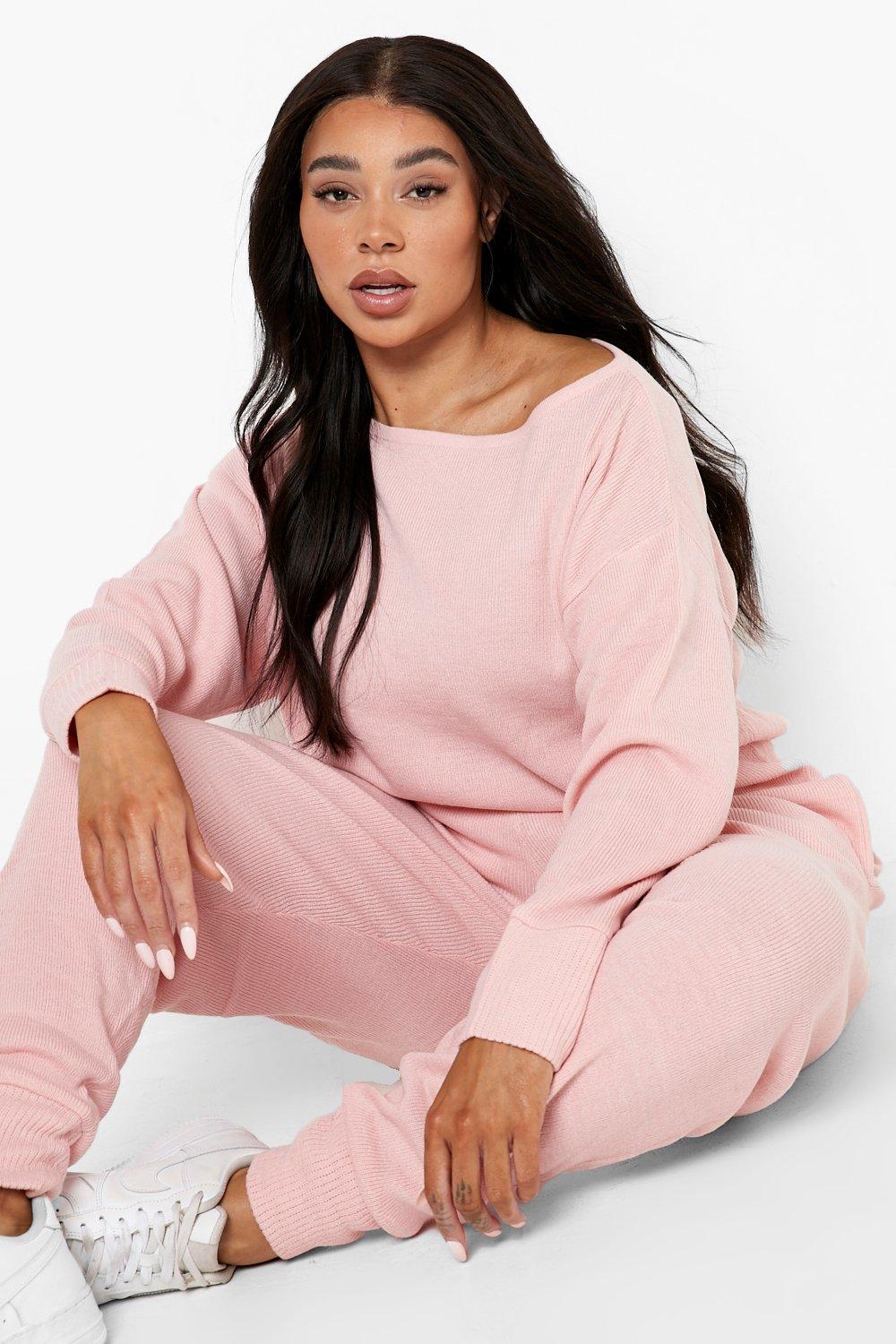 Women's Pink Plus Knitted & Jogger Set | Boohoo