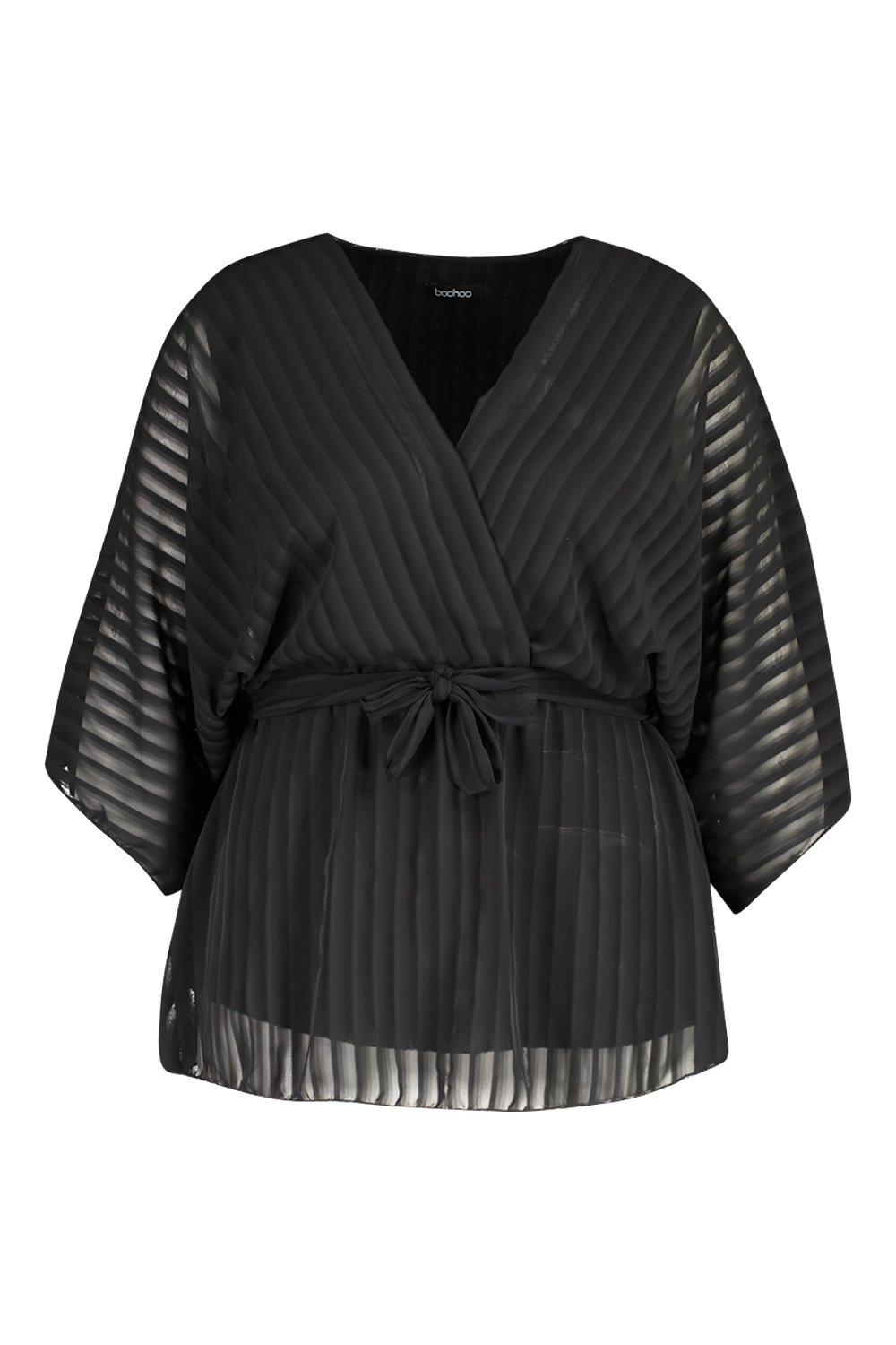 Black kimono best sale wrap top