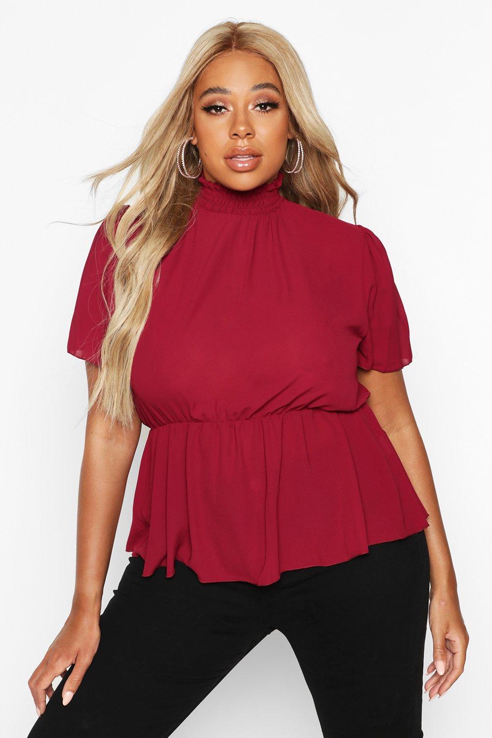 high neck peplum top