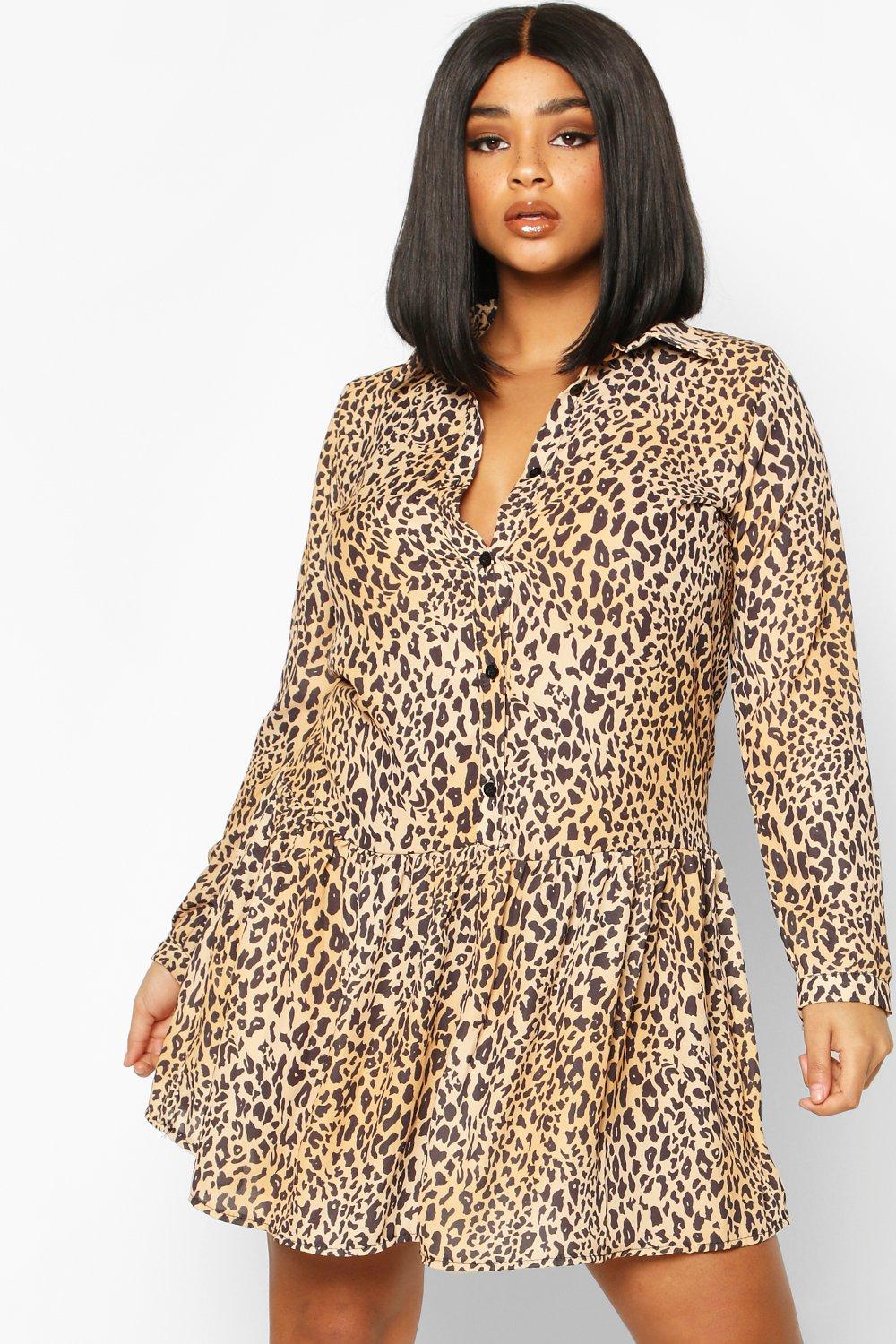 boohoo leopard print smock dress