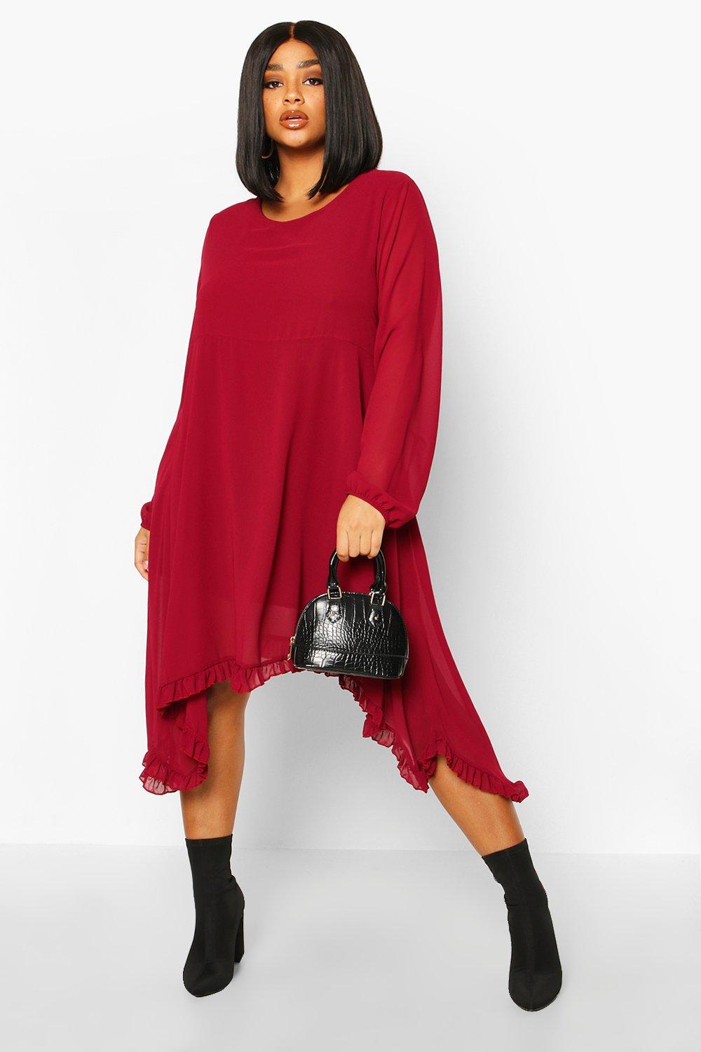 dip hem dress boohoo