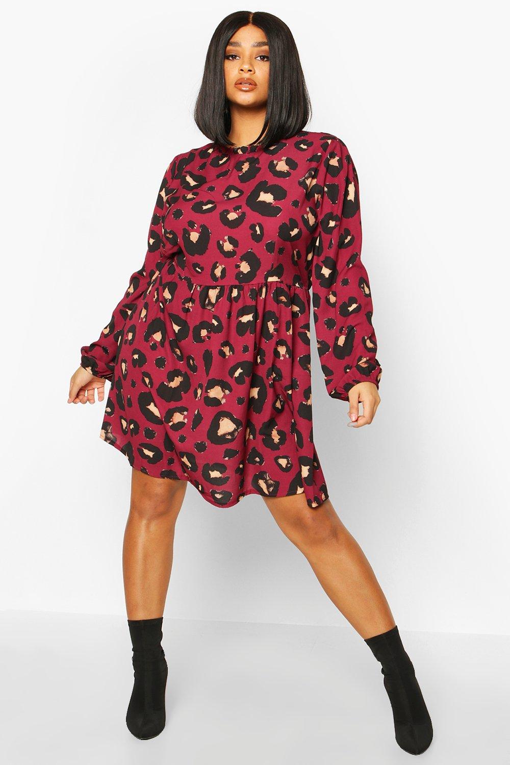 boohoo red leopard print dress