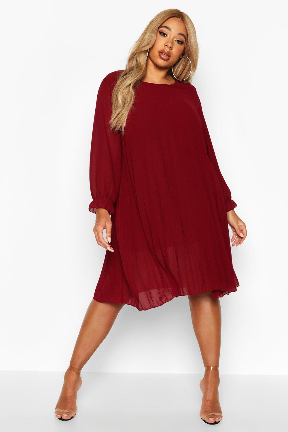 pleated swing dress