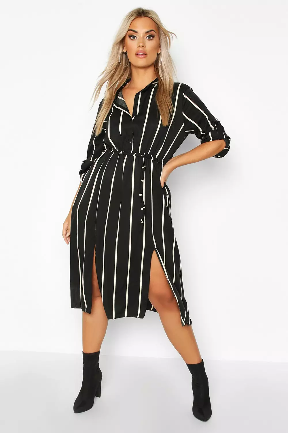 Stripe midi shirt clearance dress