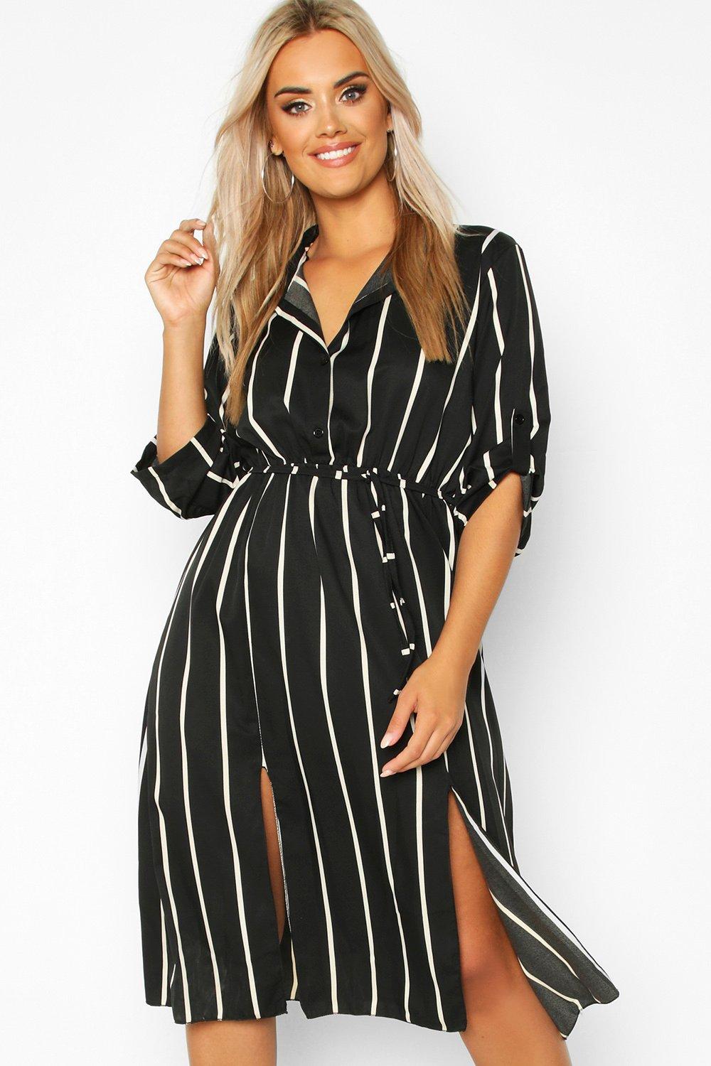Plus Stripe Midi Shirt Dress | boohoo