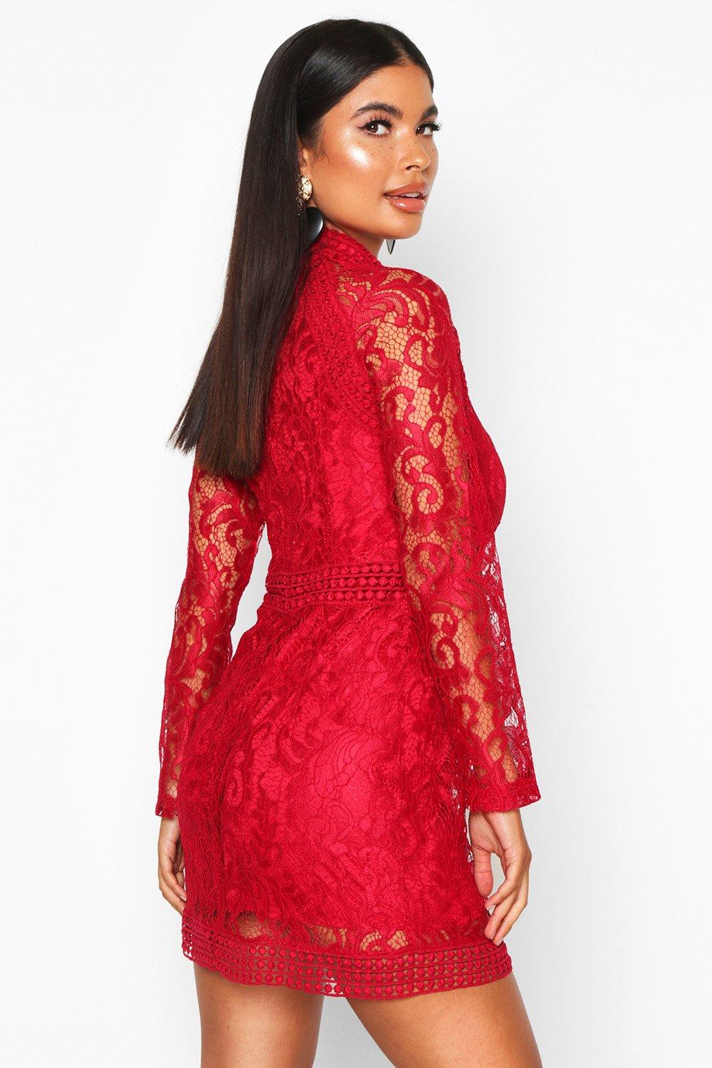 boohoo lace bodycon dress