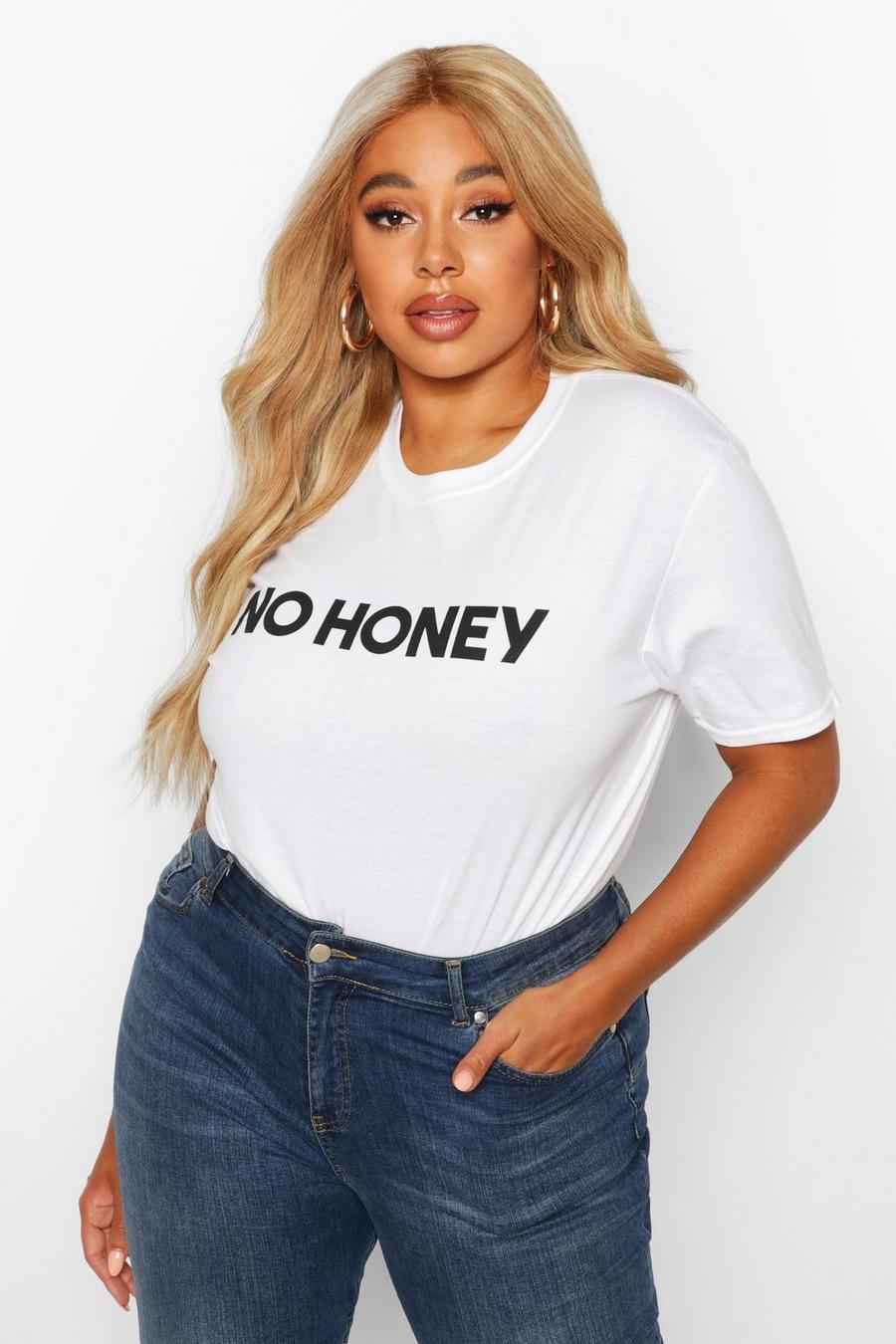 Plus Oversized T-Shirt mit „No Honey“-Schriftzug image number 1
