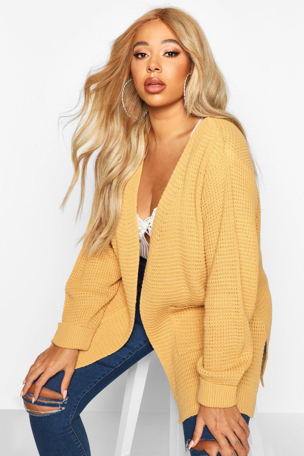 yellow oversized cardigan