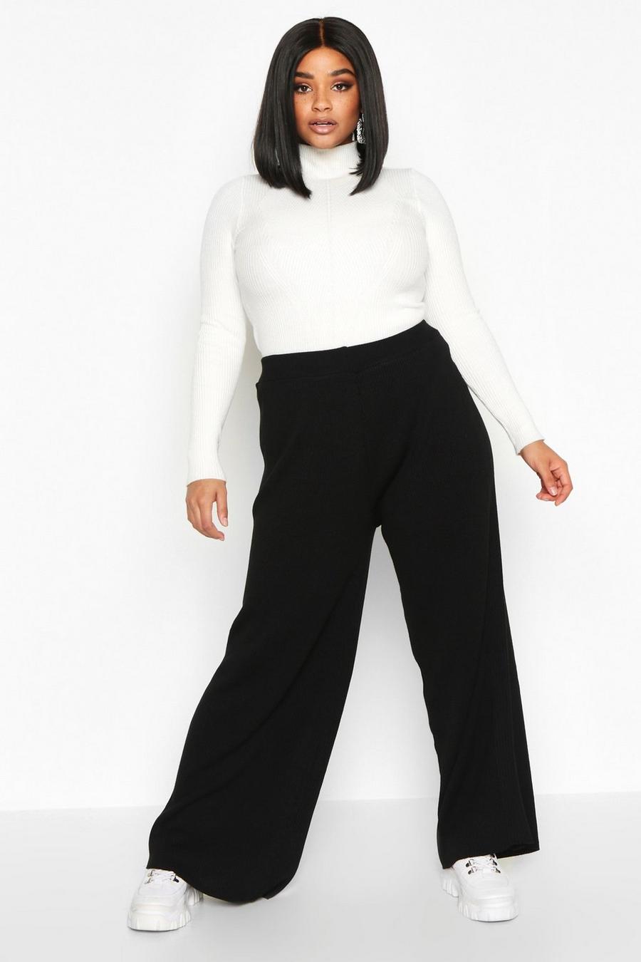 Plus Knitted Rib Pants image number 1