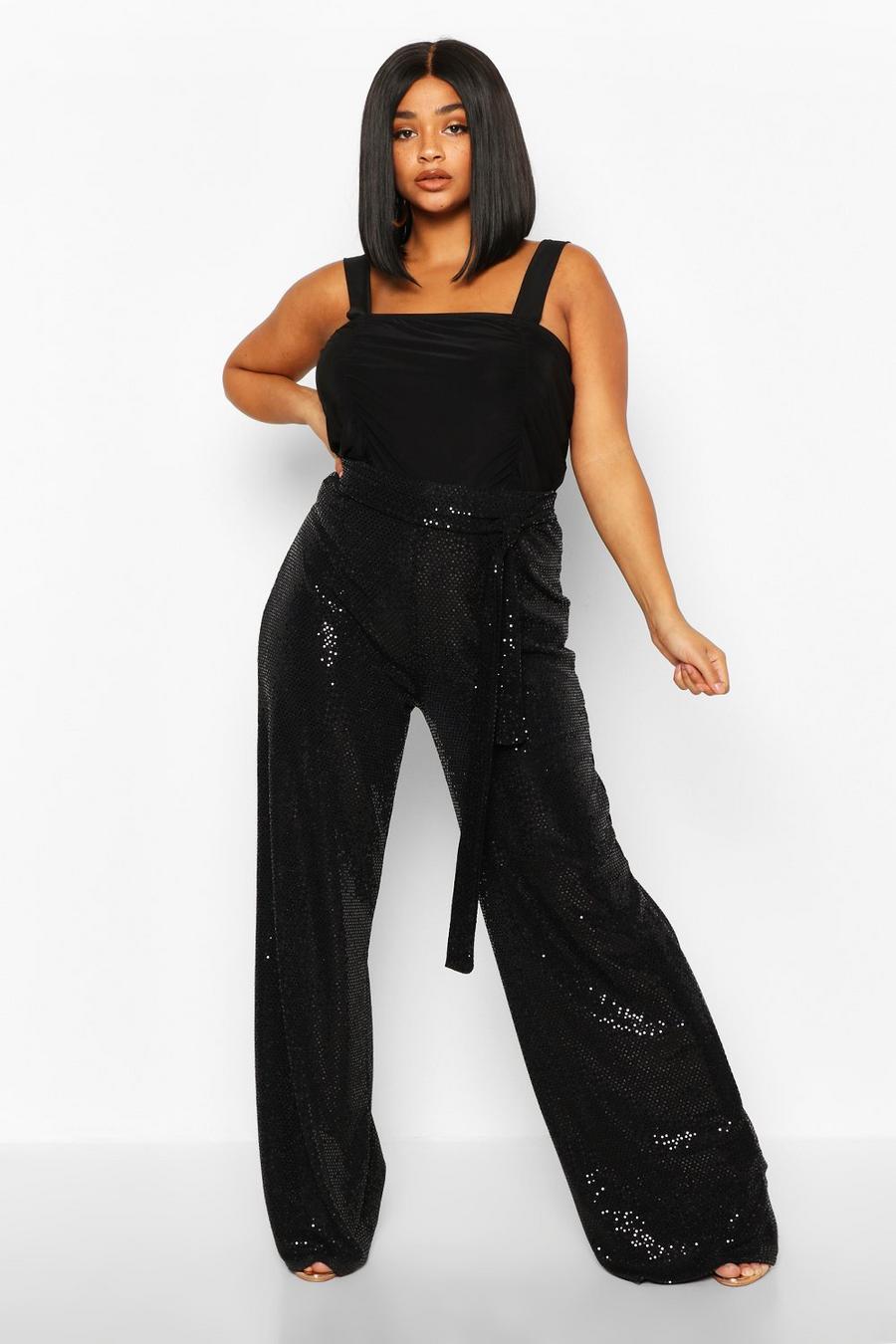 Plus Sequin High Waisted Trousers image number 1