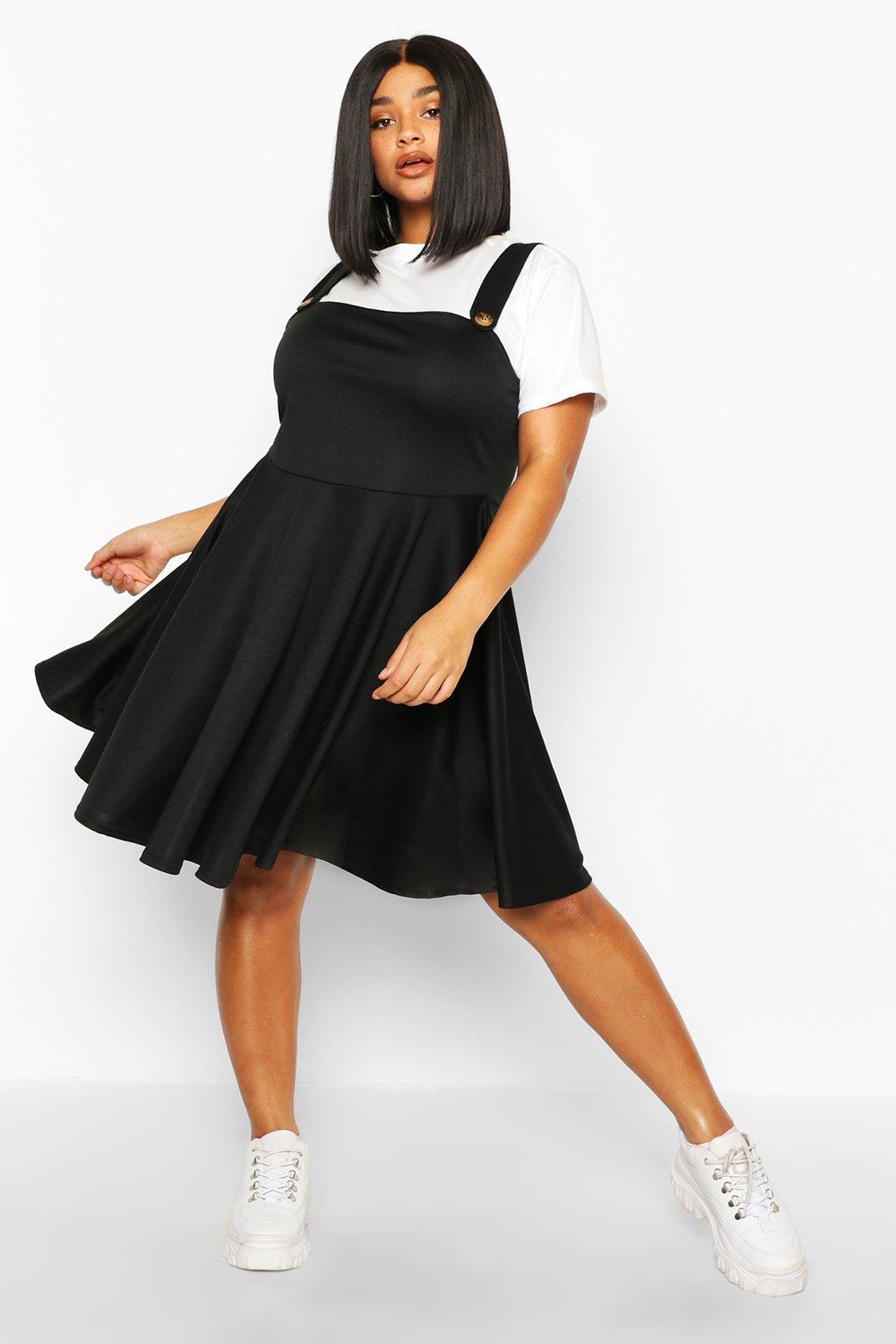 Plus size outlet skater pinafore dress