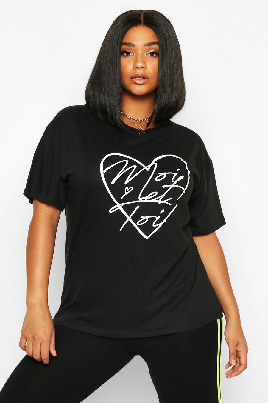 Black Plus Moi Et Toi Heart T-Shirt image number 1